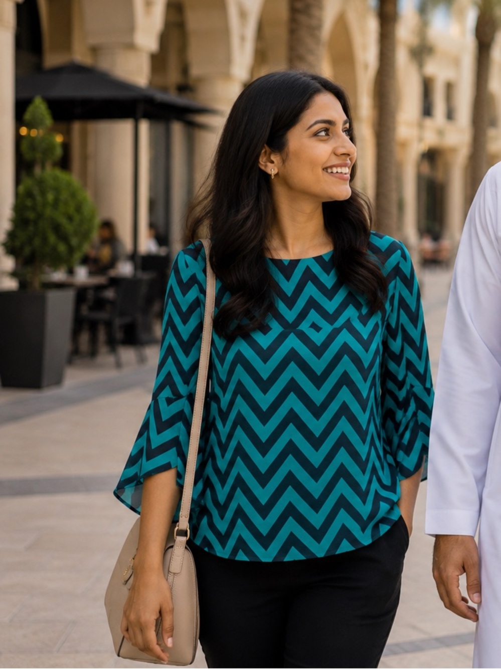 Bellino Teal Chevron Blouse - NWT